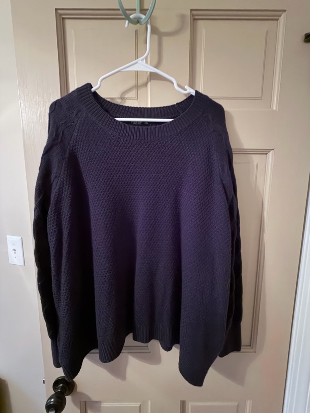 SHEIN Curve Navy Ribbed Crew Sweater
